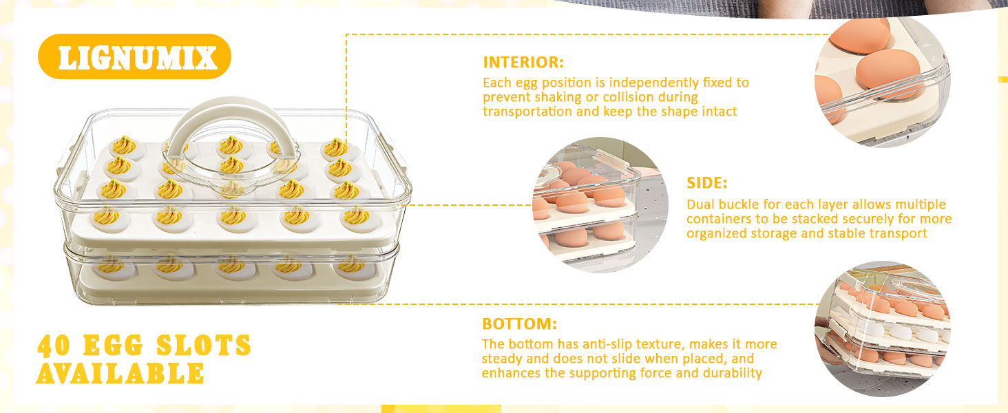 Easter Deviled Egg Containers with Lid & Handle (2 Layer Snap-on) PET Thickened Eggs Holder Inc Egg Slicer Kitchen Tongs Silicone Spatula and Piping Decorating Kit