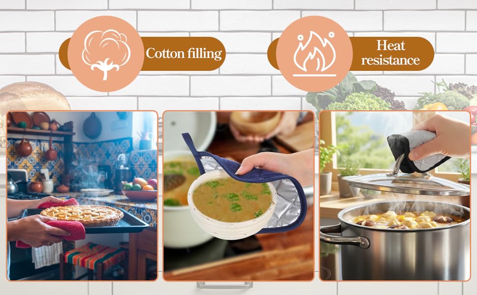 SHENLIU 24 Pcs Cotton Pot Holders for Kitchen, 7 x 7 Inches Heat Resistant Potholders Bulk Hot Pads 4 Colors Washable with Hanging Loops for Cooking Baking Black Gray Blue Red