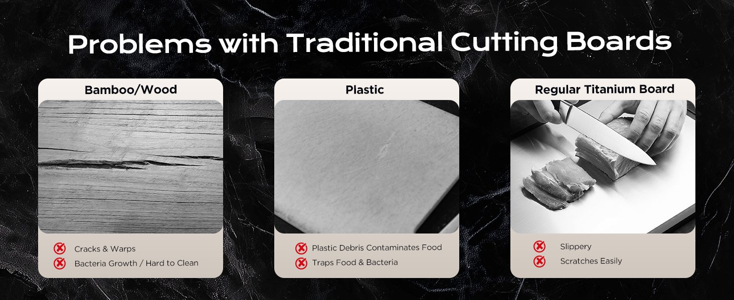 Titanium Cutting Board for Kitchen, Double-Sided Pure Titanium(Checkered Design) & Wheat Straw PP, Food Grade Chopping, Non Toxic, Easy to Clean, 16"×11"