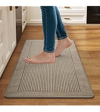 Kitchen Rugs Set of 2,Kitchen Mats for Floor, Runner Rugs Non Slip Washable Absorbent Kitchen Floor Mat, Braided Kitchen Sink Rug, 17''x30''+17''x47'' Brown