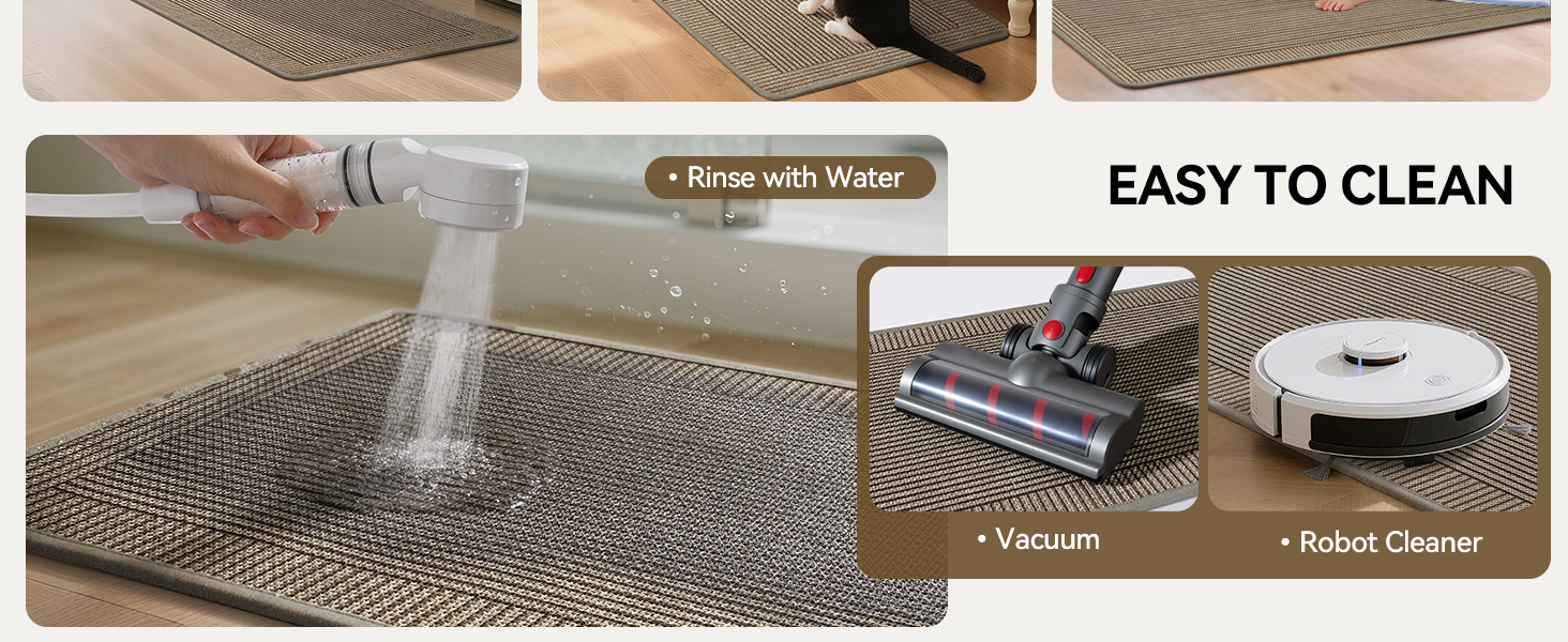 Kitchen Rugs Set of 2,Kitchen Mats for Floor, Runner Rugs Non Slip Washable Absorbent Kitchen Floor Mat, Braided Kitchen Sink Rug, 17''x30''+17''x47'' Brown