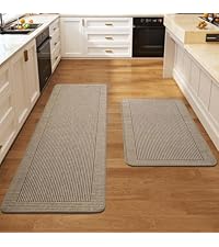 Kitchen Rugs Set of 2,Kitchen Mats for Floor, Runner Rugs Non Slip Washable Absorbent Kitchen Floor Mat, Braided Kitchen Sink Rug, 17''x30''+17''x47'' Brown