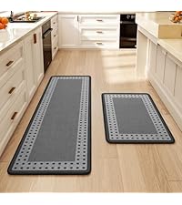 Kitchen Rugs Set of 2,Kitchen Mats for Floor, Runner Rugs Non Slip Washable Absorbent Kitchen Floor Mat, Braided Kitchen Sink Rug, 17''x30''+17''x47'' Brown