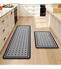 Kitchen Rugs Set of 2,Kitchen Mats for Floor, Runner Rugs Non Slip Washable Absorbent Kitchen Floor Mat, Braided Kitchen Sink Rug, 17''x30''+17''x47'' Brown