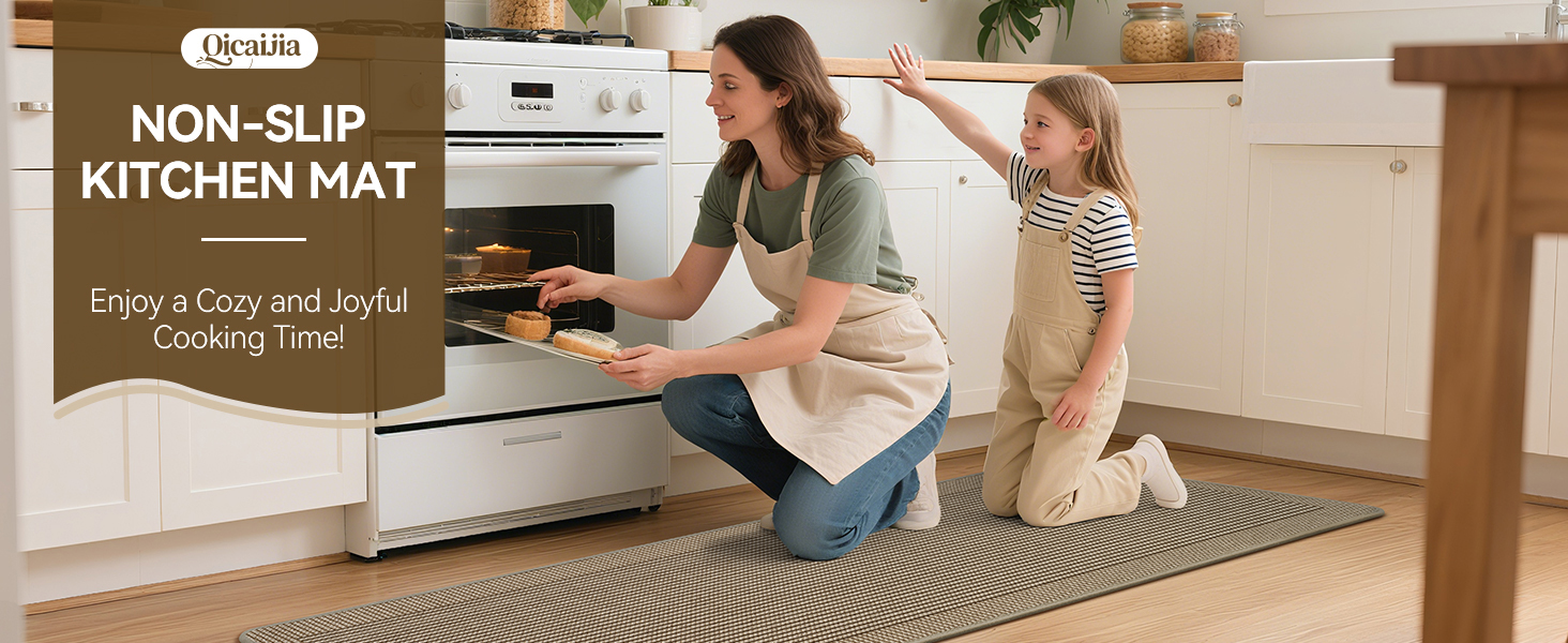Kitchen Rugs Set of 2,Kitchen Mats for Floor, Runner Rugs Non Slip Washable Absorbent Kitchen Floor Mat, Braided Kitchen Sink Rug, 17''x30''+17''x47'' Brown