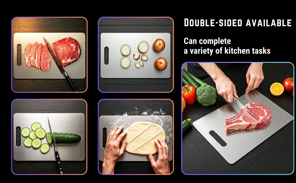 Katuchef Titanium Cutting Board, 100% Pure Titanium Cutting Boards for Kitchen, Double Sided Non Toxic Cutting Board,Hygiene Durable Chopping Board Suitable for Dishwasher Safe (15.35 * 11.02)