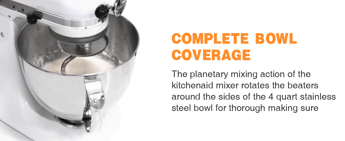 5 QT Food-Grade Stainless Steel Mixer Bowl Compatible With KITCHENAID TILT-HEAD STAND MIXERS 4.5-5 Quart, with Anti-slip handle & Prominent Clasp, Stainless Steel Polished