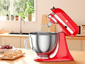 5 QT Food-Grade Stainless Steel Mixer Bowl Compatible With KITCHENAID TILT-HEAD STAND MIXERS 4.5-5 Quart, with Anti-slip handle & Prominent Clasp, Stainless Steel Polished