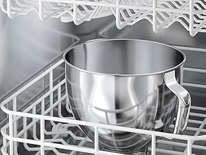 5 QT Food-Grade Stainless Steel Mixer Bowl Compatible With KITCHENAID TILT-HEAD STAND MIXERS 4.5-5 Quart, with Anti-slip handle & Prominent Clasp, Stainless Steel Polished