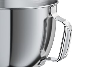 5 QT Food-Grade Stainless Steel Mixer Bowl Compatible With KITCHENAID TILT-HEAD STAND MIXERS 4.5-5 Quart, with Anti-slip handle & Prominent Clasp, Stainless Steel Polished
