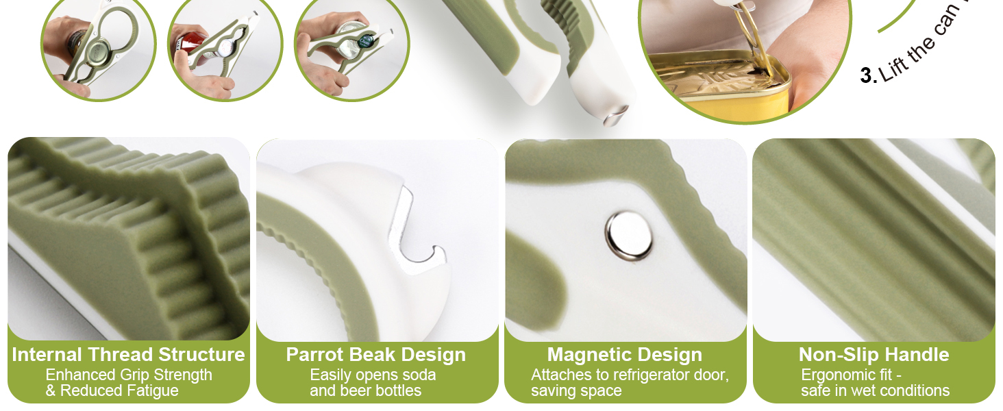 2026 Upgrade 6 in1 Jar Opener for Weak Hands, Large Bottle Opener and Can Opener, Seniors with Arthritis, Mutil Function Kitchen Opener with Non Slip Rubber Grippers for Opening Jars