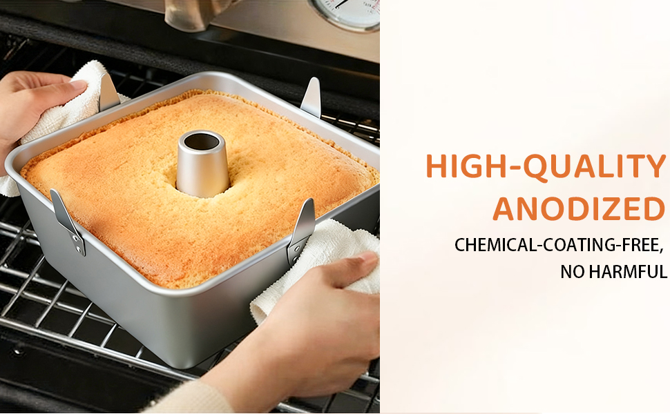 Angel Food Cake Pan,18 Cups Square Tube Cake Pan With Removable Bottom,10-inch–Non–stick Pound Cake Pans for Baking Pound,Chiffon Cakes and Angel Food Cake