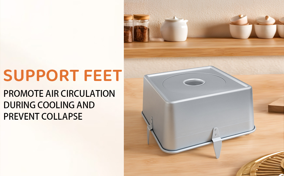 Angel Food Cake Pan,18 Cups Square Tube Cake Pan With Removable Bottom,10-inch–Non–stick Pound Cake Pans for Baking Pound,Chiffon Cakes and Angel Food Cake