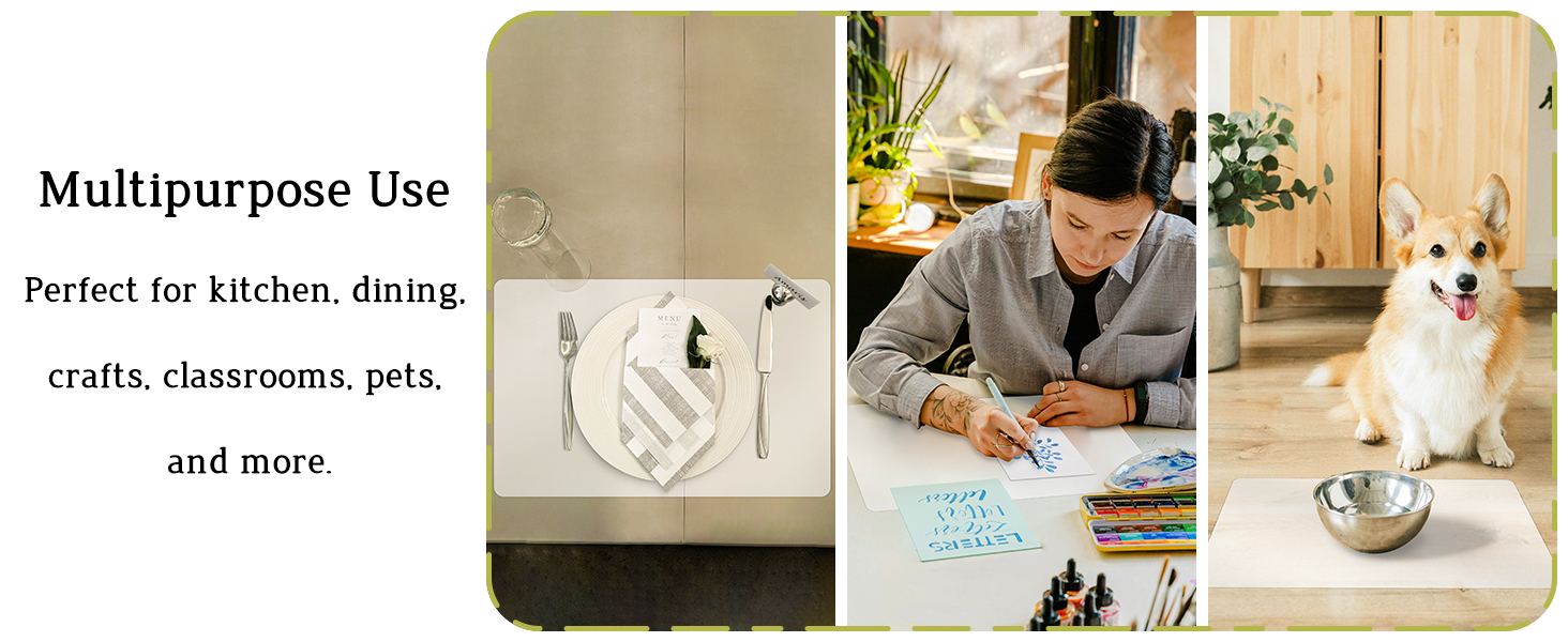 10 Pack Plastic Placemats 17x11 Inch, Clear Place Mats Wipeable, Vinyl Table Mats for Kitchen Dining Table Protection, Craft Projects, Shelf and Drawer Liner