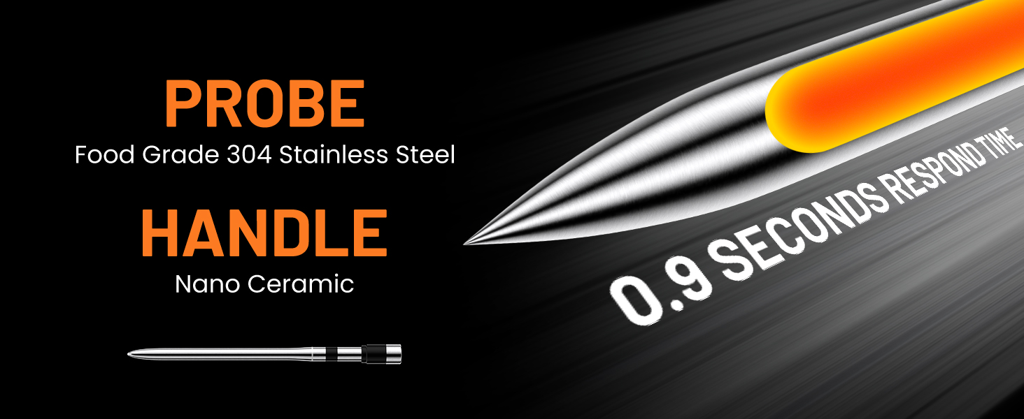 Smart Bluetooth Wireless Meat Thermometer, Real-Time Monitoring Control Digital Thermometer with Smart App, Meat Probe IP67 Waterproof High Accuracy Perfect for BBQ, Oven, Grill & Smoker