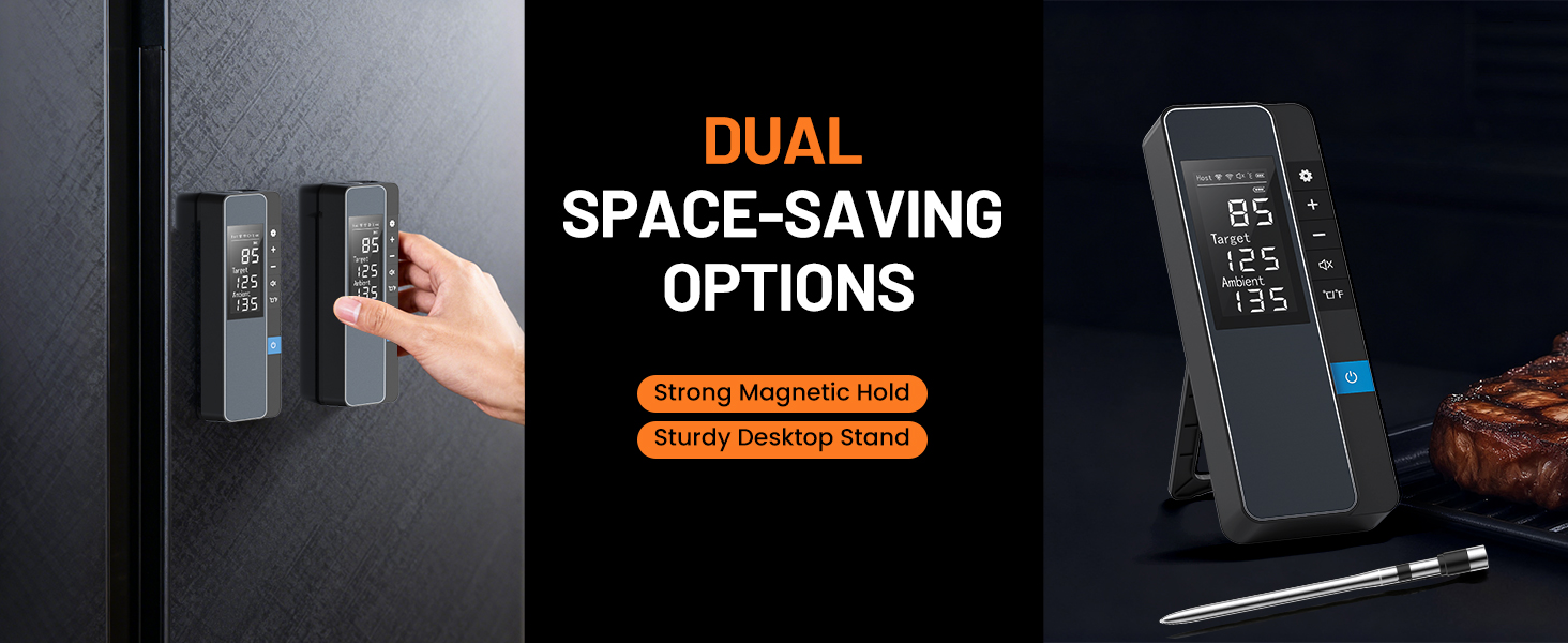 Smart Bluetooth Wireless Meat Thermometer, Real-Time Monitoring Control Digital Thermometer with Smart App, Meat Probe IP67 Waterproof High Accuracy Perfect for BBQ, Oven, Grill & Smoker