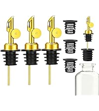 3 Pack Olive Oil Pour Spout with Adapters, Oils Pourer for Olive Oil Dispenser Bottle, Easily Turn Your Bottles into Dispensers for Liquor, Vinegar, Oils, Syrup, Liquor Bottle Pourers, Silver