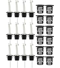 3 Pack Olive Oil Pour Spout with Adapters, Oils Pourer for Olive Oil Dispenser Bottle, Easily Turn Your Bottles into Dispensers for Liquor, Vinegar, Oils, Syrup, Liquor Bottle Pourers, Silver