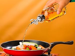 3 Pack Olive Oil Pour Spout with Adapters, Oils Pourer for Olive Oil Dispenser Bottle, Easily Turn Your Bottles into Dispensers for Liquor, Vinegar, Oils, Syrup, Liquor Bottle Pourers, Silver