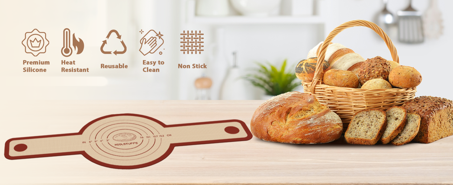 Silicone Bread Sling for Dutch Oven, 2 PCS Red Non-Stick & Reusable Bread Baking Supplies with Extra Long Handles, Easily Transfer Sourdough, Dishwasher Safe, Round