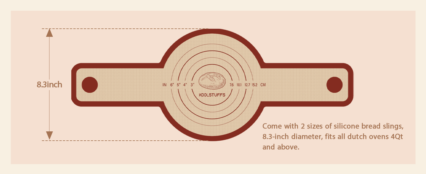Silicone Bread Sling for Dutch Oven, 2 PCS Red Non-Stick & Reusable Bread Baking Supplies with Extra Long Handles, Easily Transfer Sourdough, Dishwasher Safe, Round