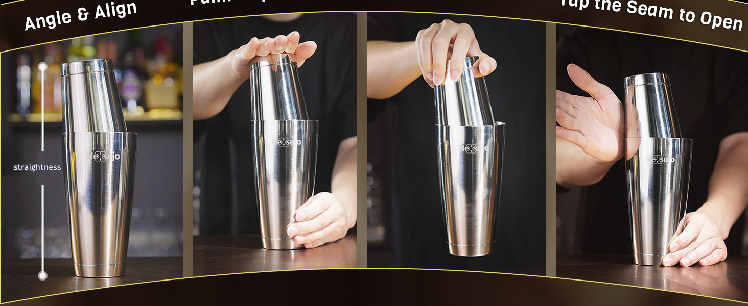Boston Shaker Set, Professional Cocktail Shaker Set (18oz/28oz) Weighted Stainless Steel Bar Shakers for Bartending, Leakproof Bar Tools for Professional Bartender & Home Bar Mixology