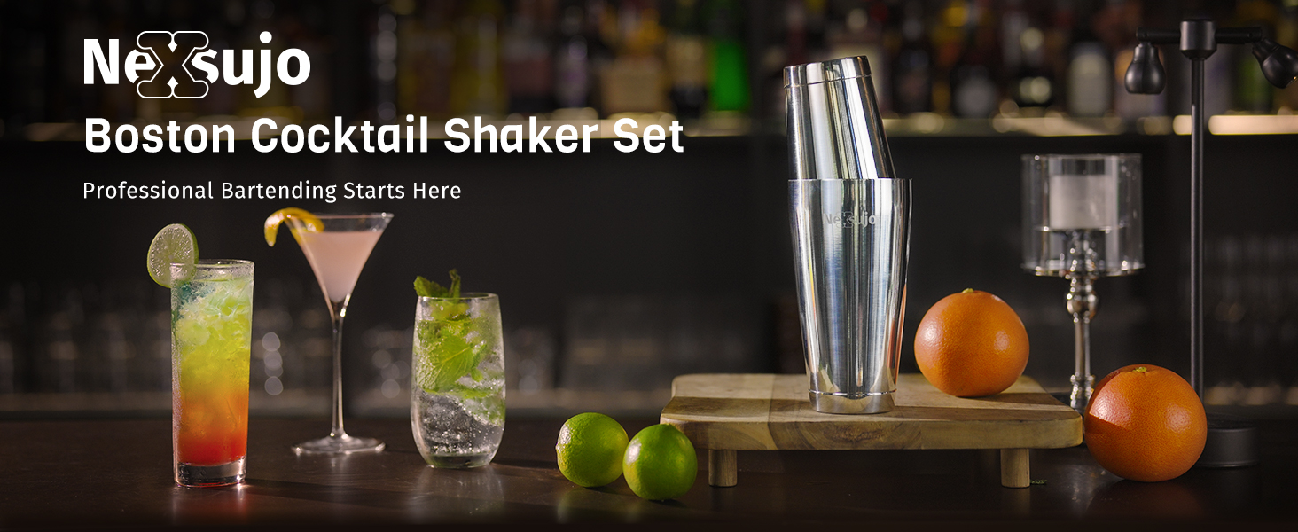 Boston Shaker Set, Professional Cocktail Shaker Set (18oz/28oz) Weighted Stainless Steel Bar Shakers for Bartending, Leakproof Bar Tools for Professional Bartender & Home Bar Mixology