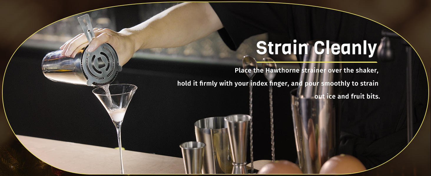 Boston Cocktail Shaker Set, 4-Piece Bar Tools Set, Professional Bar Set with Boston Shaker, Bar Spoon, Jigger, Hawthorne Strainer, Stainless Steel, Dishwasher Safe, Ideal Bartender Kit for Bar