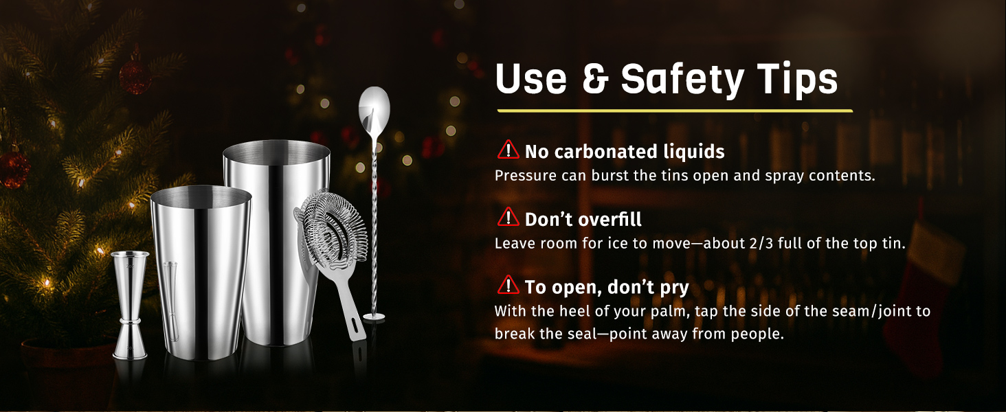 Boston Cocktail Shaker Set, 4-Piece Bar Tools Set, Professional Bar Set with Boston Shaker, Bar Spoon, Jigger, Hawthorne Strainer, Stainless Steel, Dishwasher Safe, Ideal Bartender Kit for Bar