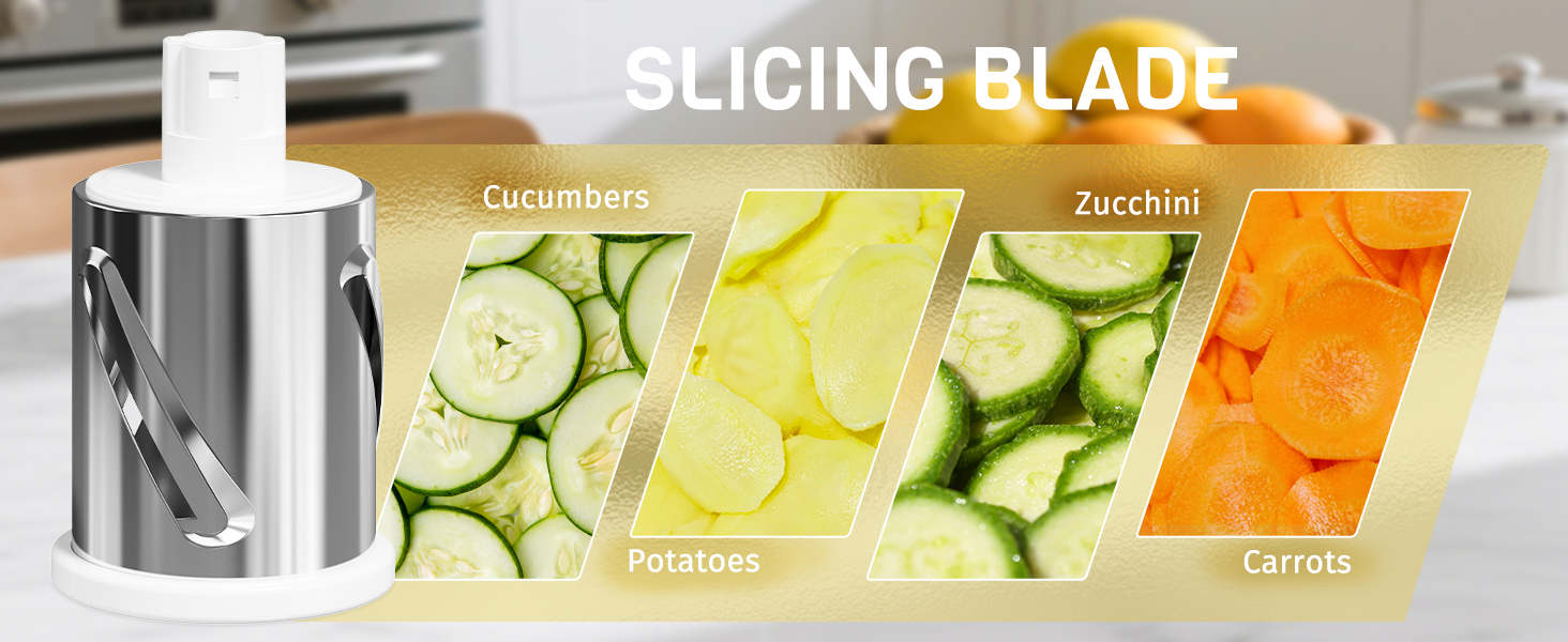 Rotary Cheese Grater Hand Crank, 3 Interchangeable Blades, Shredder Slicer, Strong Suction Base, No-Cut-Hands Design for Parmesan Mozzarella Vegetables Nuts, Fast Kitchen Prep Tool, Blue