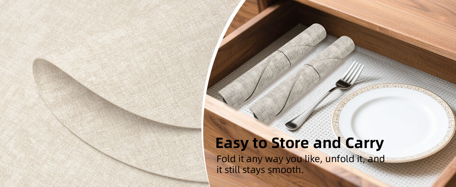 Round Placemats Set of 6, 15 Inch Faux Leather Place mats, Washable Wipeable Non Slip, Heat Resistant Waterproof Vinyl Table Mats for Dining Table, Kitchen, Party, Beige