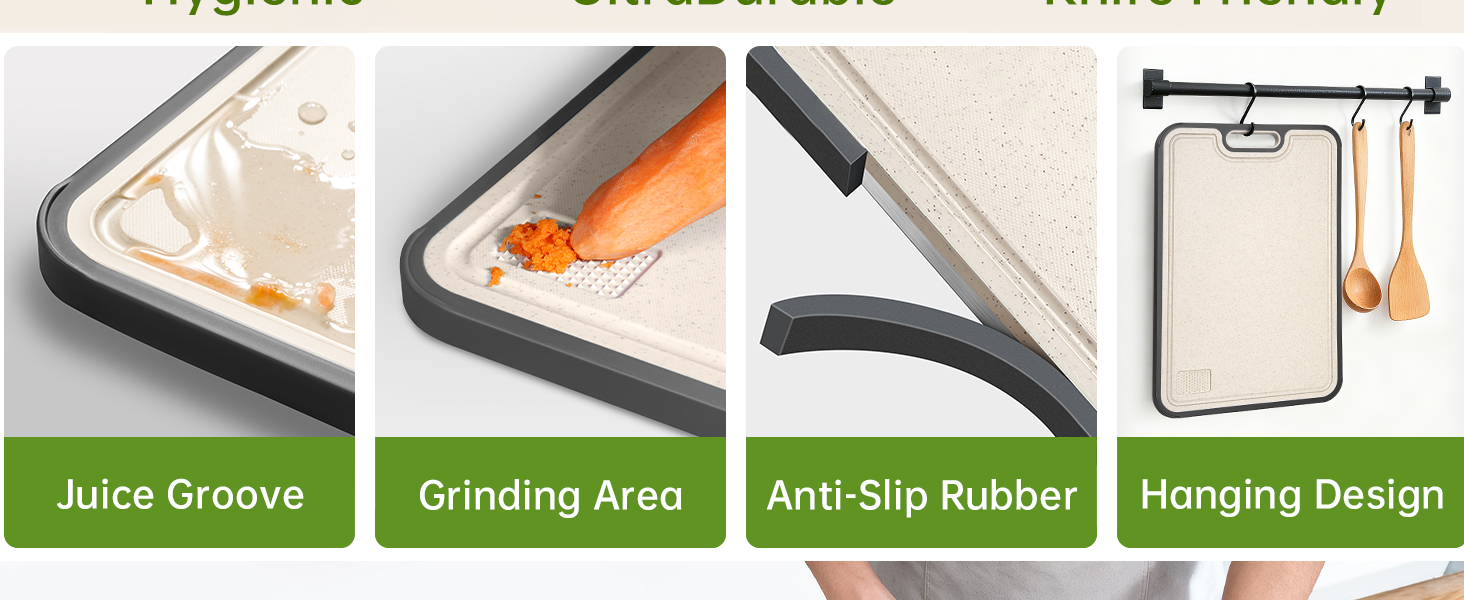 Titanium Cutting Boards for Kitchen, Non Toxic 2-in-1 Cutting Board Double Sided, Food Grade Chopping Boards for Fresh Meat Vegetable, Easy to Clean Large Size 16”×11”