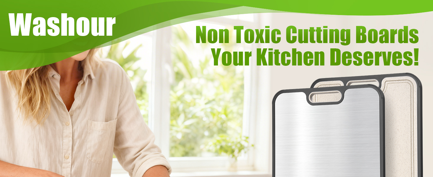 Titanium Cutting Boards for Kitchen, Non Toxic 2-in-1 Cutting Board Double Sided, Food Grade Chopping Boards for Fresh Meat Vegetable, Easy to Clean Large Size 16”×11”