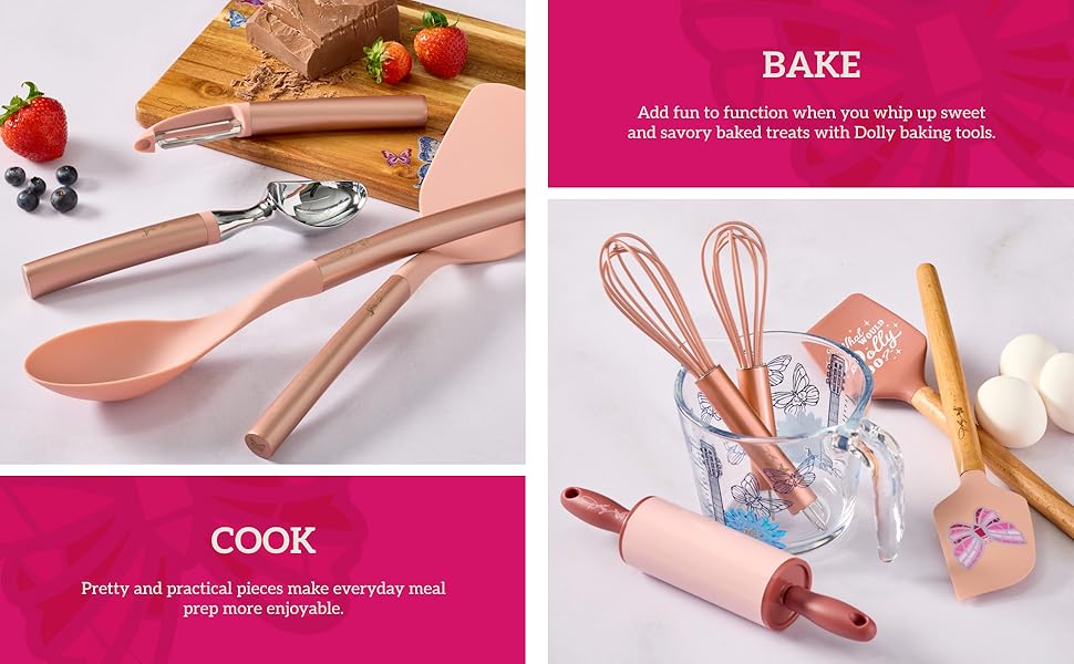 Dolly Parton Pizza Wheel with Blush Design – Stainless Steel Blade, Ergonomic Handle with Finger Guard, Dishwasher Safe, 8.7 Inch