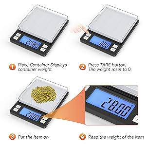 BOMATA 0.01g Small Digital Gram Scale, USB Rechargeable, Upgraded 1kg Jewelry Scale with Larger Display and Hold Function, High Precision, Grams and oz for Herb, Coin, Powder, Yeast, Kitchen Black