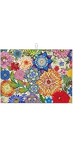 Boho Floral Oven Mitts and Pot Holders Sets of 3, Colorful Flowers Heat Resistant Kitchen Gloves Hot Pads, Chef Baking Gifts for Baker Women Mom Wife, Spring Easter Kitchen Gifts for Cooking Lover