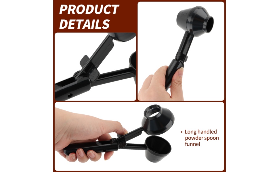 2PCS Coffee Scoop & Funnel for Reusable K Cup Refillable Coffee Pods Coffees Measuring Spoon Scoop with Funnel for Ground Coffees, Protein Powder, Tea (2pcs/black)