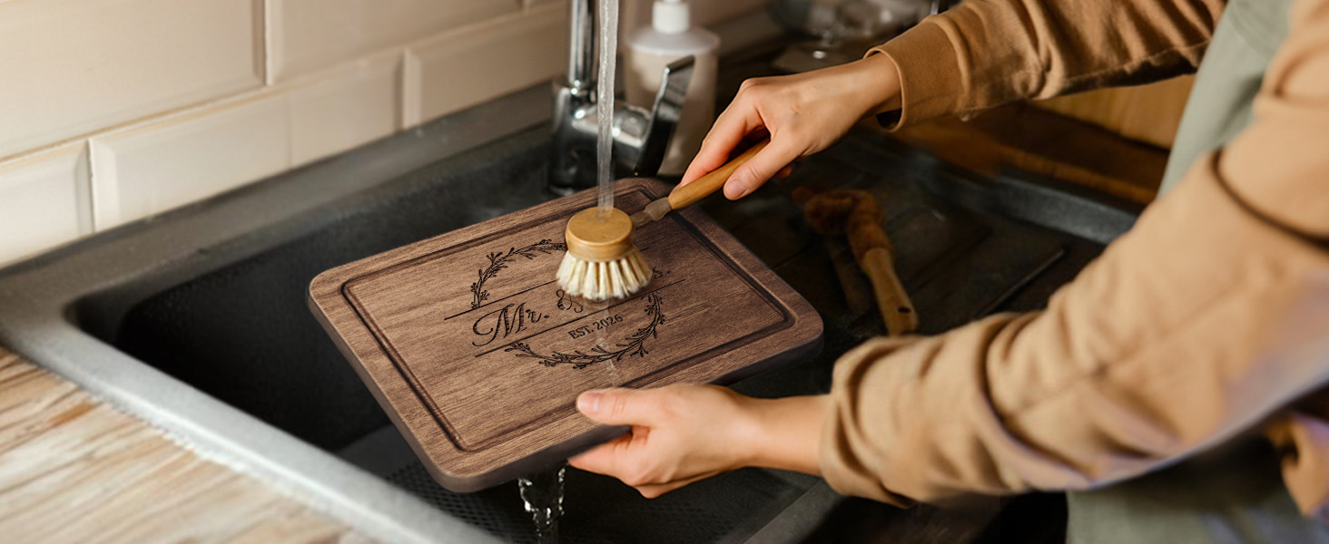 Craftique Wedding Gifts for Couples 2026, Bridal Shower Gifts- Walnut Wood Cutting Board Engraved with Mr. and Mrs. EST. 2026- Mr and Mrs/Wedding/Engagement Gift for Newlyweds Bride and Groom