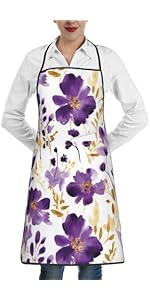 Spring Purple and Gold Floral Oven Mitts and Pot Holders Sets of 3, Non-Slip Heat Resistant Watercolor Flower Design Kitchen Gloves, Gifts for Women Cooking, Elegant Kitchen Decor for Baking Cooking