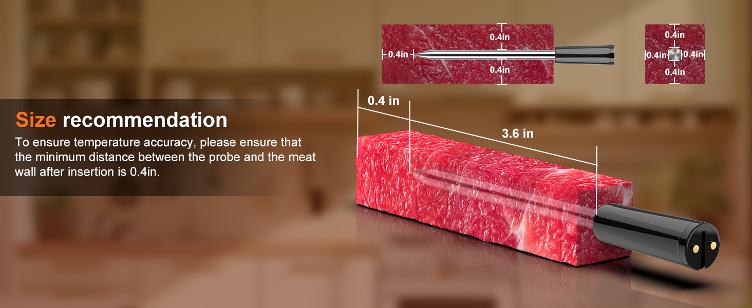 Wireless Meat Thermometer Bluetooth with Ceramic Probe: Waterproof Digital Oven Food Thermometer for Grill Fryer BBQ, 600Ft Range & Smart App for iOS/Android/air, Cooking for Outdoor,Home, Apartment