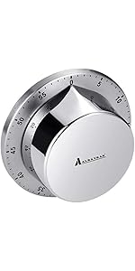 Kitchen Timer for Cooking, Chef Cooking Magnetic Timer - No Batteries Required - Loud Alarm, Mechanical Desk Manual Timers - Magnetic Clock Backing, Countdown Reminder - Stainless Steel Body