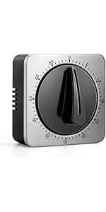 Kitchen Timer for Cooking, Chef Cooking Magnetic Timer - No Batteries Required - Loud Alarm, Mechanical Desk Manual Timers - Magnetic Clock Backing, Countdown Reminder - Stainless Steel Body
