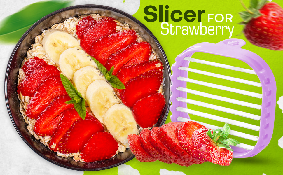 Creative Strawberry & Fruit Slicer - Detachable Cutter with Push Plate (Purple)