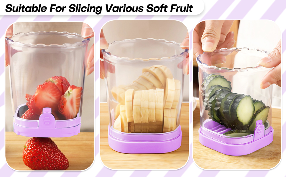 Creative Strawberry & Fruit Slicer - Detachable Cutter with Push Plate (Purple)