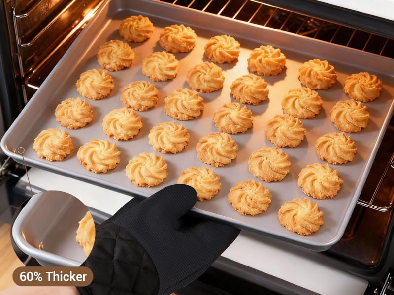 Ammeloo 22-Piece Baking Pans Set Stackable Bakeware Non Stick Baking Set Non Toxic Oven Pans, Including Roasting Pan, Cookie Sheets, Muffin Pans, Cake Pans, Oven Mitts and Utensils(Gray & Stone Black)