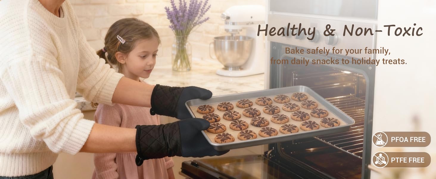 Ammeloo 22-Piece Baking Pans Set Stackable Bakeware Non Stick Baking Set Non Toxic Oven Pans, Including Roasting Pan, Cookie Sheets, Muffin Pans, Cake Pans, Oven Mitts and Utensils(Gray & Stone Black)