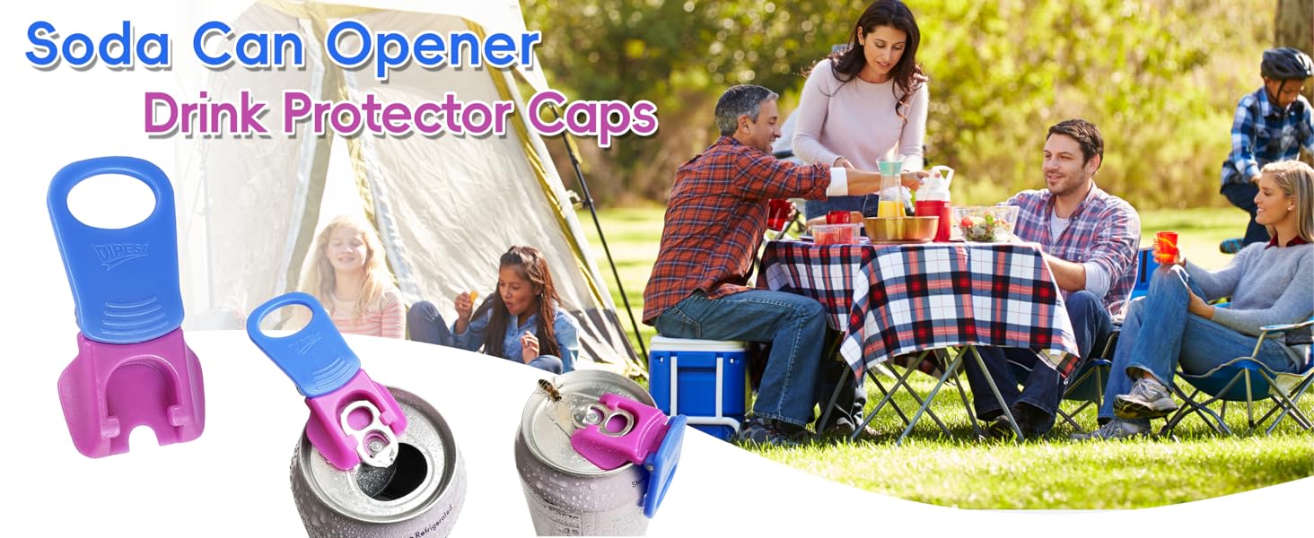 6 pack 6 colors Soda Can Opener & Soda can lids, Drink Protector Caps,Suitable for Parties, BBQ, Camping, and Travel.
