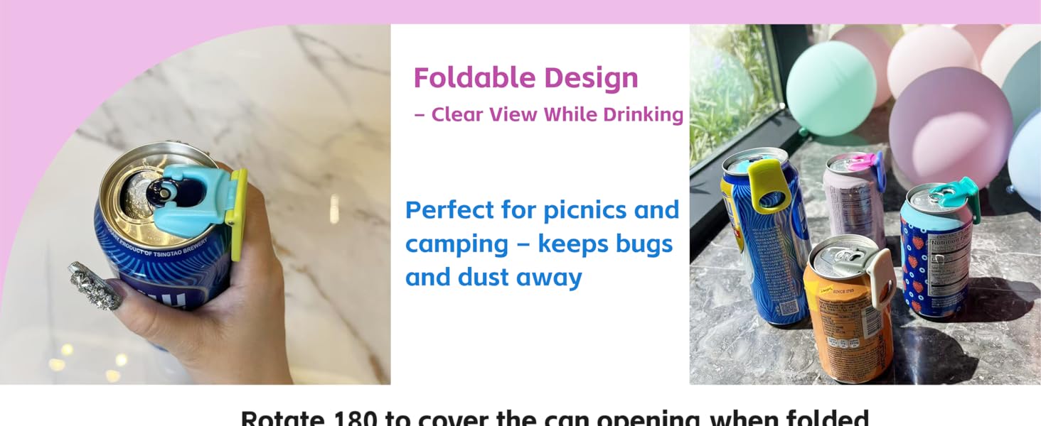 6 pack 6 colors Soda Can Opener & Soda can lids, Drink Protector Caps,Suitable for Parties, BBQ, Camping, and Travel.