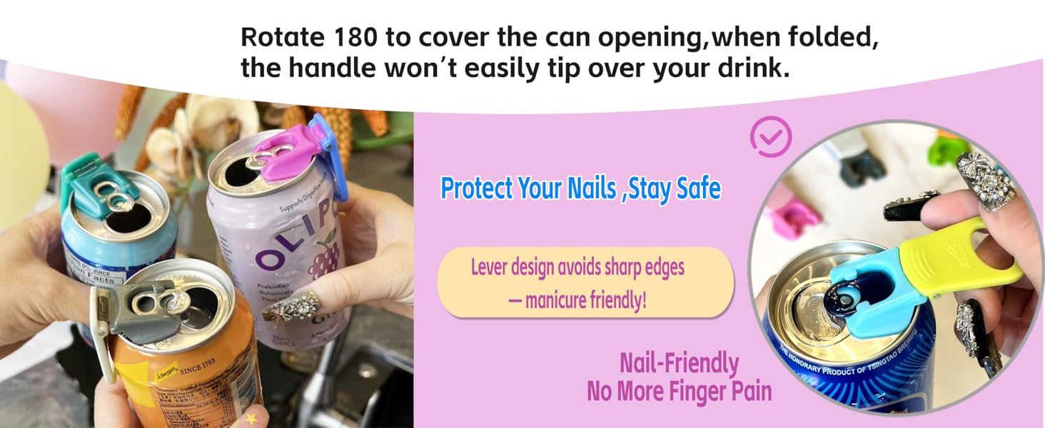 6 pack 6 colors Soda Can Opener & Soda can lids, Drink Protector Caps,Suitable for Parties, BBQ, Camping, and Travel.