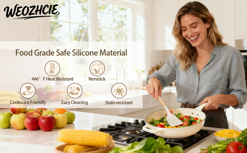 Silicone Cooking Utensil Set,12 PCS Cooking Cookware Kitchen Utensils Set for Cooking, Nonstick 446°F Heat-Resistant Cookware Kitchen Tools of Spoon,Brush,Whisk,Spatula,Turner Tongs (Khaki)